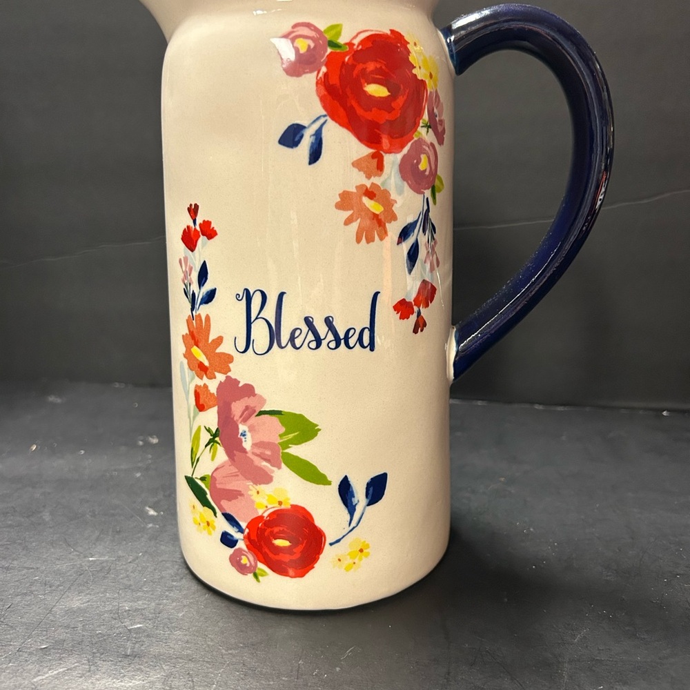 Home Essentials Paris Floral Ceramic Piece - Cream, Blue & Red Accents